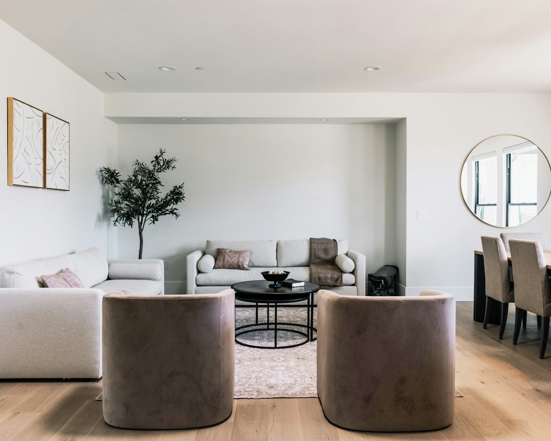Beautiful modern living room with comfortable sofas